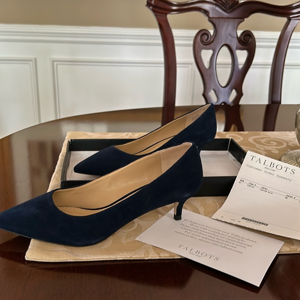 NEW TALBOTS Indigo Blue Suede Pumps